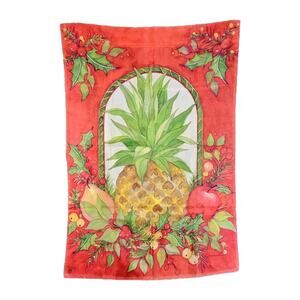Christmas Pineapple House Flag Welcome Holiday Home Hospitality Appx 27.5" x 38"